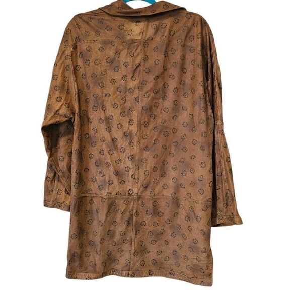 Firenze Reversible Brown Floral Leather Jacket Vintage 80s 90s Made In Italy EUC - Picture 4 of 15